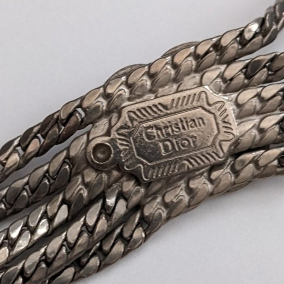Christian Dior Belt Multi Strand Silver Chain Hip Belt Conchos Vintage - Picture 2 of 13